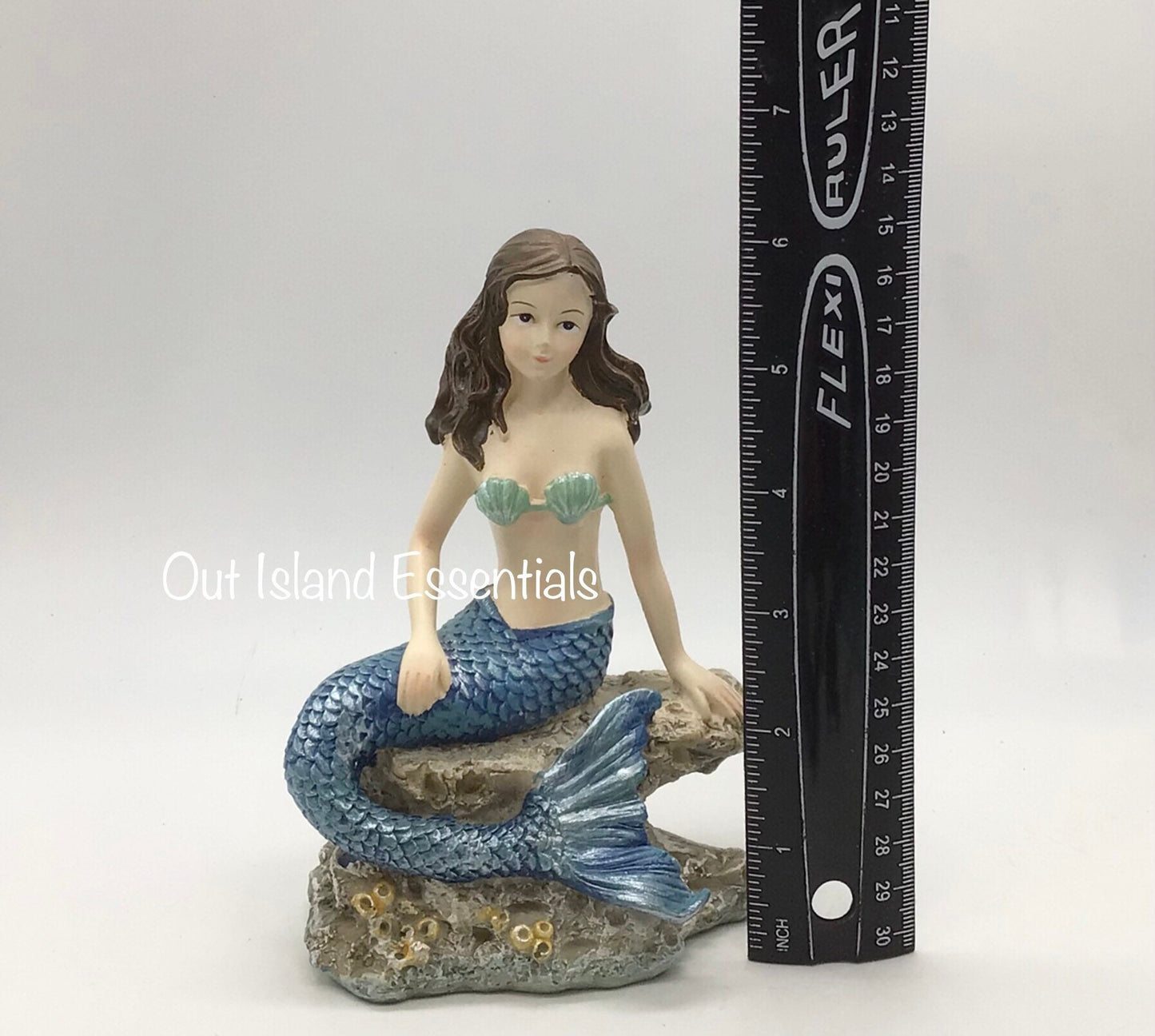Little Blonde Or Brunette Mermaid Statue, Mermaid On Rock, Mini Mermaid Statues