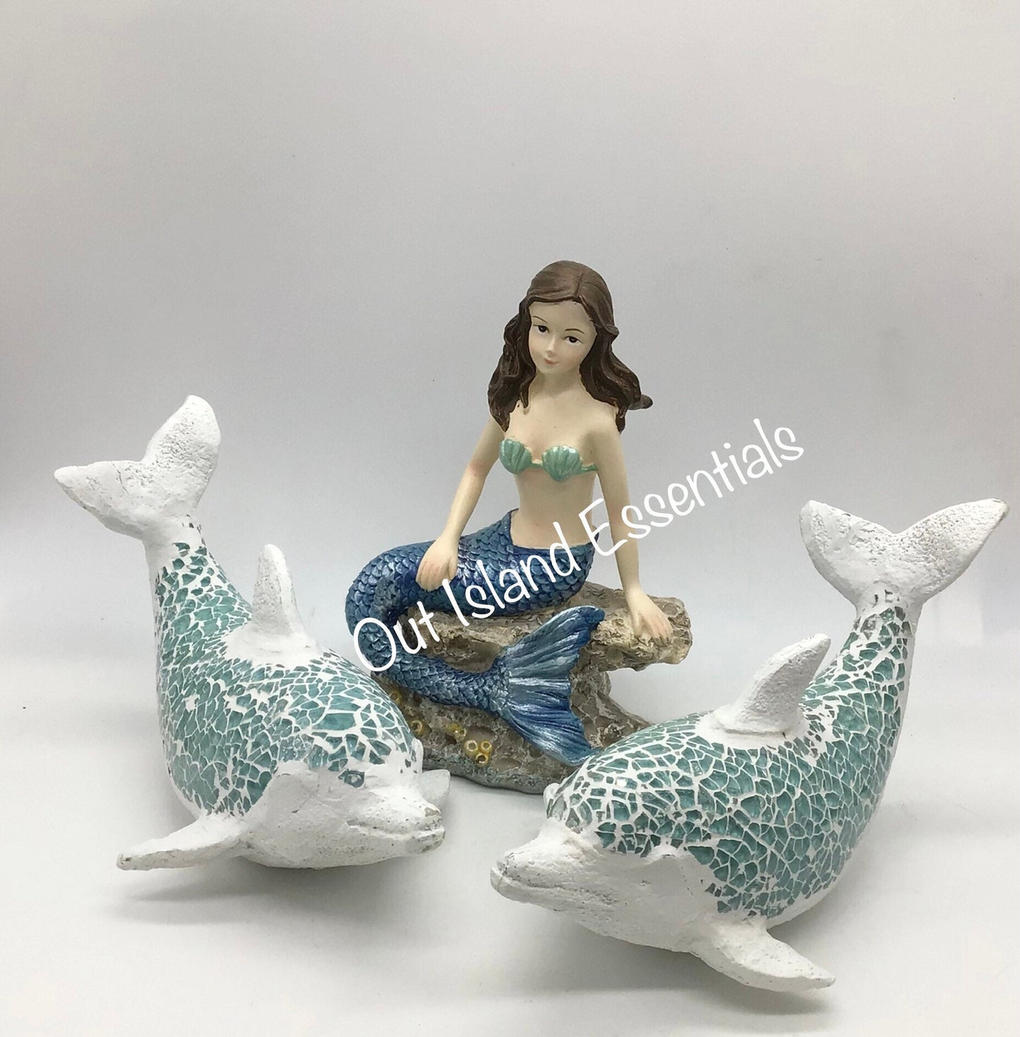 Sea Glass Mosaic Dolphin Statue I Dolphin Lover Statue I Coastal Decor I Ocean Decor