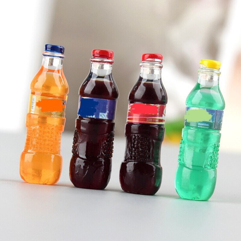 4 Pcs. Dollhouse Soda I Miniature Doll Drinks I Miniature Dollhouse Food I 1:12 Scale Dollhouse Accessories