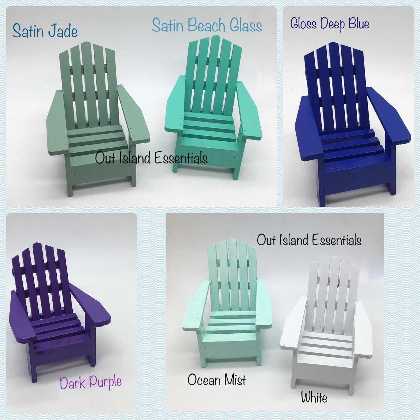 Painted Miniature Adirondack Chair, Finished Wood Fairy Chair, Adirondack Miniature Cake Topper, Assorted Colors