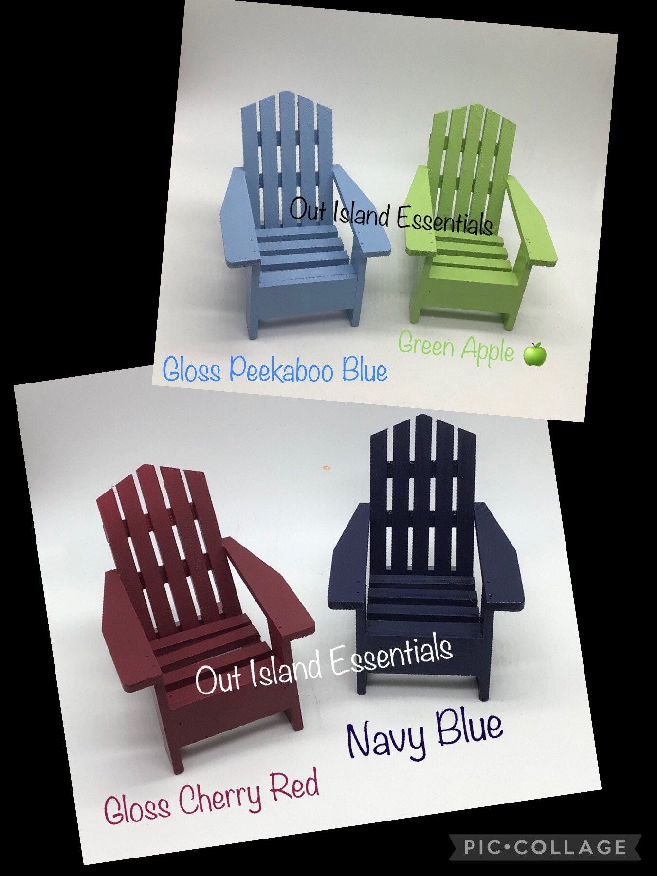 Painted Miniature Adirondack Chair, Finished Wood Fairy Chair, Adirondack Miniature Cake Topper, Assorted Colors