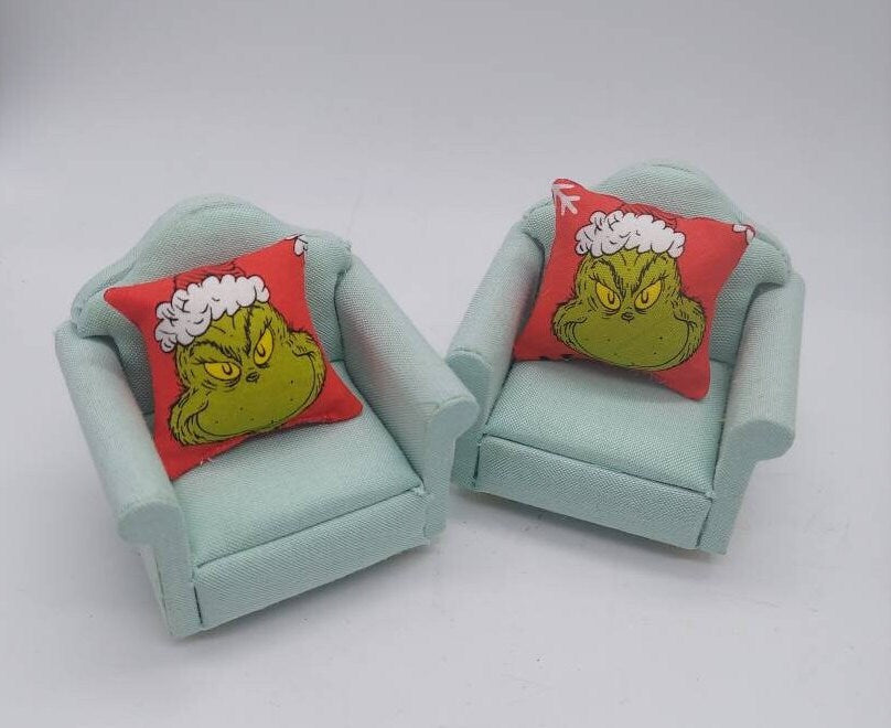 2 Pc. Dollhouse Miniature Christmas Pillows, Holiday Miniature Pillows 1:12 Scale