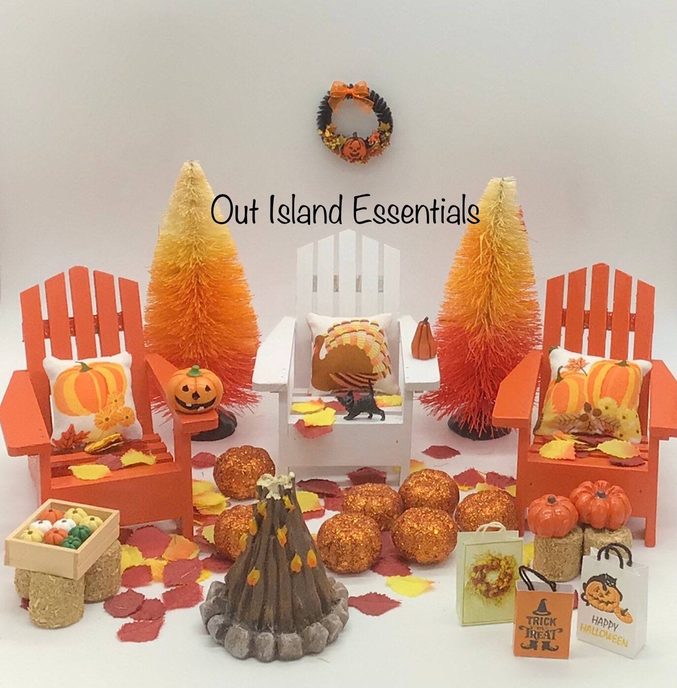 Dollhouse Miniature Fall Decor I Miniature Doll Autumn I Miniature Halloween Decor I 1:12 Scale Doll Fall | Miniature Fall And Autumn