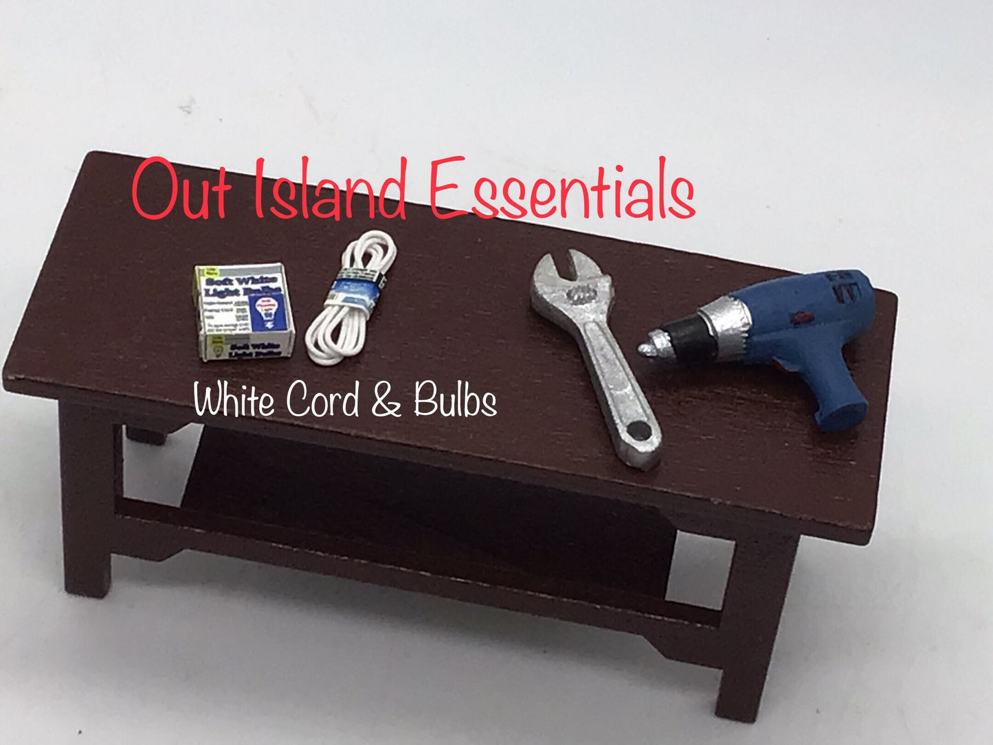 Dollhouse Miniature Extension Cord And Light Bulbs, Dollhouse Home Repair Tools 1:12 Scale