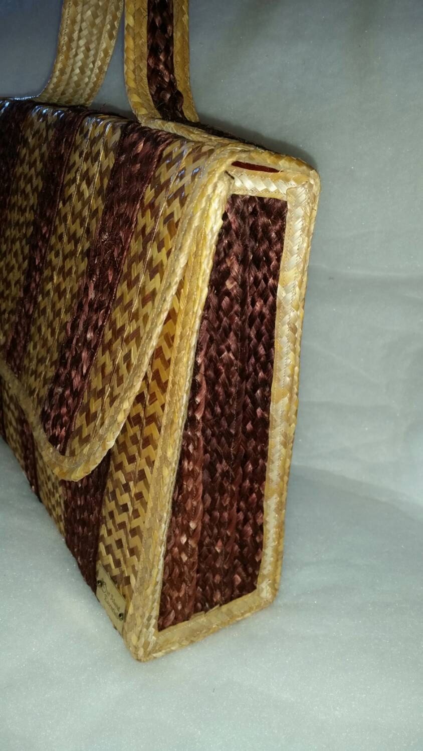 SALE! Was 140, Now 120. Briefcase, Portfolio, Straw Briefcase, Handmade Straw Handbag, Bahamian Straw Bag Computer Bag