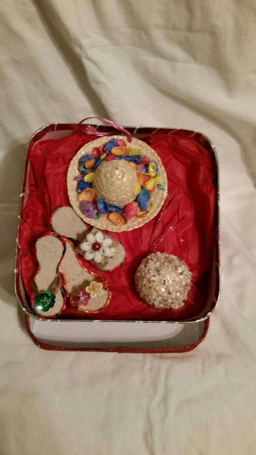 Merry and Bright Seashell Beach Christmas Ornament Gift Set, Ornament Gift Set, Seashell Ornaments, Christmas Ornaments, Beach Ornaments
