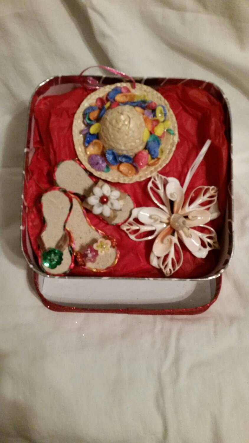 Merry and Bright Seashell Christmas Ornament Gift Set, Ornament Gift Set, Seashell Ornaments, Christmas Ornaments