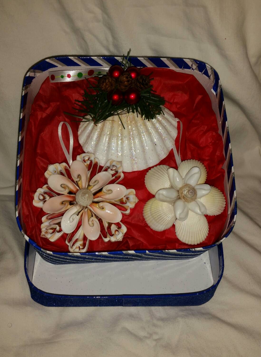 Merry Christmas Seashell Christmas Ornament Gift Set, Ornament Gift Set, Seashell Ornaments, Christmas Ornaments
