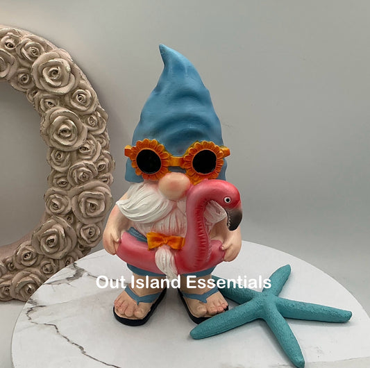 Cocktail Gnome Statue I Funny Coastal Gnome I Seaside Gnome I Coastal Gnome Table Decor