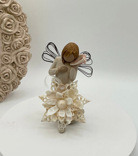 NEW Off White Seashell Lily Christmas Ornament I Lady Aurora Seashell Snowflake I White Shell Snowflake Coastal Christmas Ornament