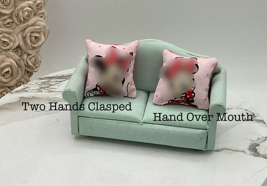 Artisan Made 1 Pc. Dollhouse Miniature Famed Mouse Pillow | Handmade Mouse Pillows | Miniature 1:12 Scale Pillow | OOAK Pillow