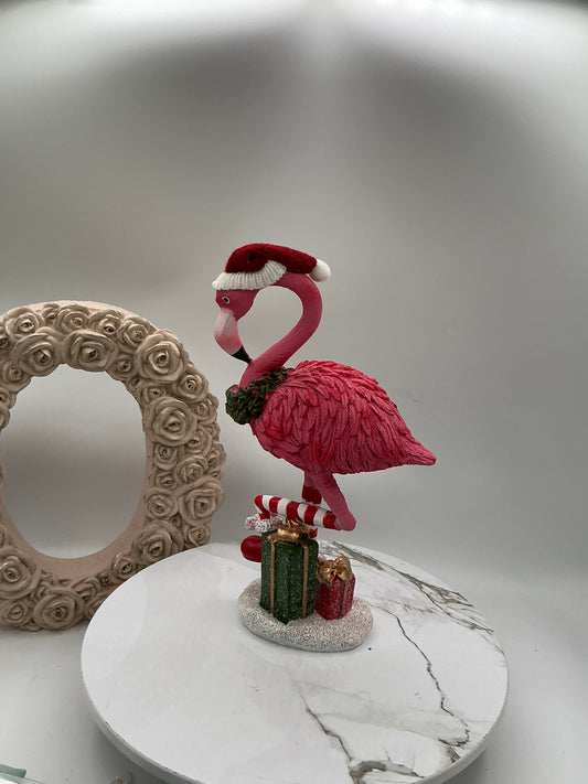 Christmas Flamingo Statue I Holiday Flamingo I Funny Holiday Flamingo I Flamingo Table Decor