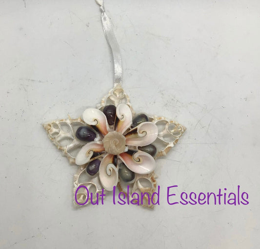 Purple Bursa Snowflake | Purple Day Dream Seashell Ornament | Seashell Christmas Ornament | Seashell Snowflake Ornament | Coastal Christmas Decor