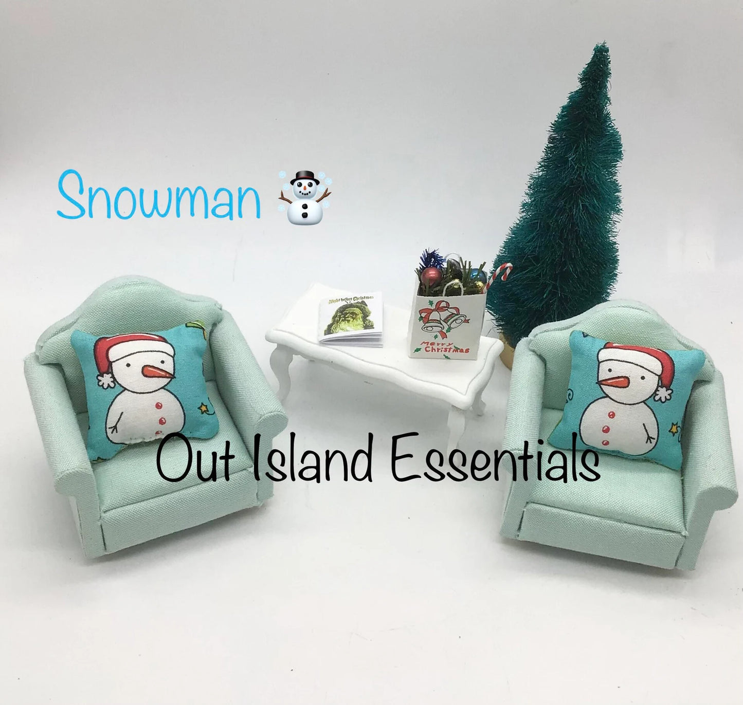 Artisan Made 2 Pc. Dollhouse Miniature Christmas Pillows | Holiday Miniature Doll Pillows | Miniature 1:12 Scale Christmas Pillows