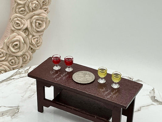 Miniature Wine Glass Set Of 4 | Dollhouse Wine Glasses I Miniature Doll Glasses I 1:12 Scale Dollhouse Accessories