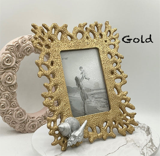 Faux Coral Replica Picture Frame Coastal Picture Frame Seashell Frame