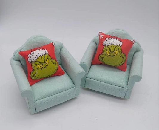 Artisan Made 2 Pc. Dollhouse Miniature Christmas Pillows | Holiday Miniature Doll Pillows | Miniature 1:12 Scale Christmas Pillows