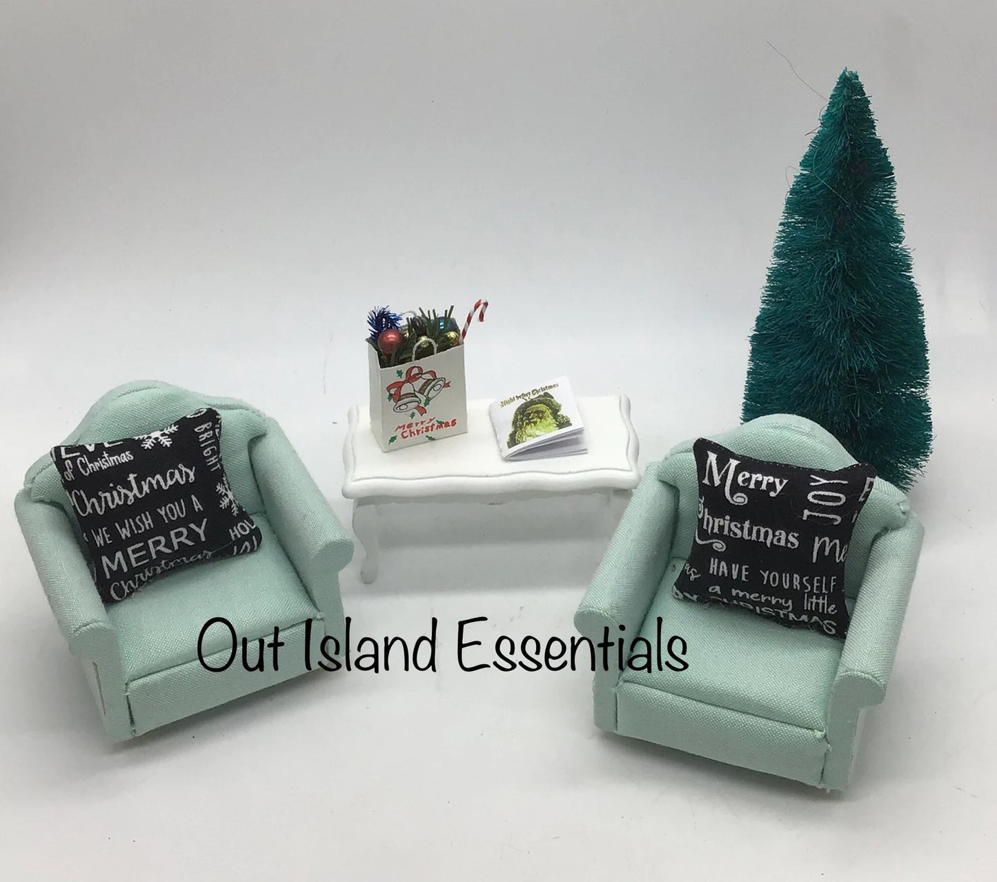 Artisan Made 2 Pc. Dollhouse Miniature Christmas Pillows | Holiday Miniature Doll Pillows | Miniature 1:12 Scale Christmas Pillows