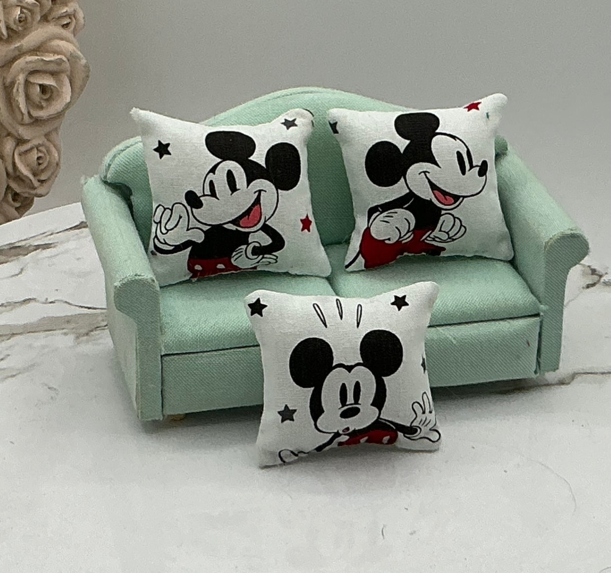 Artisan Made 1 Pc. Dollhouse Miniature Famed Mouse Pillow | Handmade Mouse Pillows | Miniature 1:12 Scale Pillow | OOAK Pillow