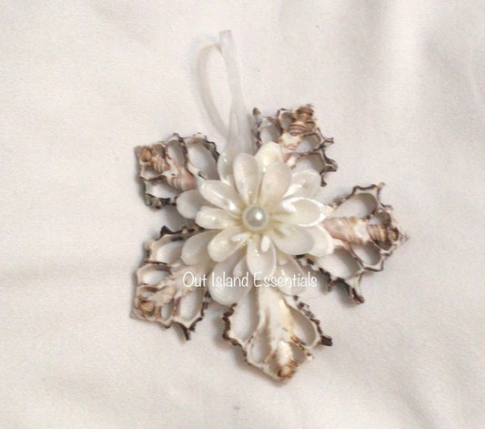 Murex Snowflake Christmas Ornament, Seashell Christmas Ornament, Seashell Snowflake, Coastal Ornament, Nautical Christmas Ornament