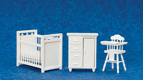 Miniature Nursery Furniture I 3Pc Dollhouse Miniature Nursery Furniture THREE Colors I Nursery Diorama 1:12 Scale Nursery