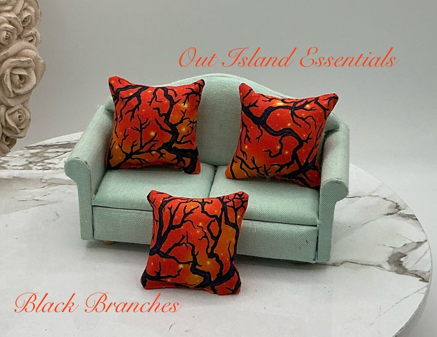 OOAK Handmade Dollhouse Spooky Miniature Pillows I Fall Miniature Pillow | 1:12 Scale HalloweenMiniature Pillows