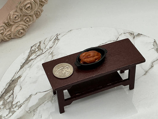 Miniature Turkey In Black Pan I Miniature Doll Food I Miniature Dollhouse Turkey I 1:12 Scale Dollhouse Thanksgiving Accessories
