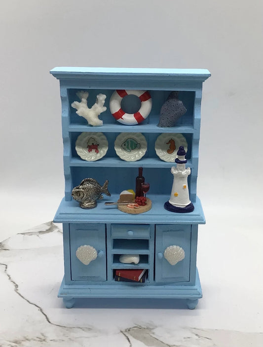 OOAK Artisan Made Dollhouse Beach Hutch | Dollhouse Coastal Display | Miniature Dollhouse Beach Furniture | 1:12 Scale