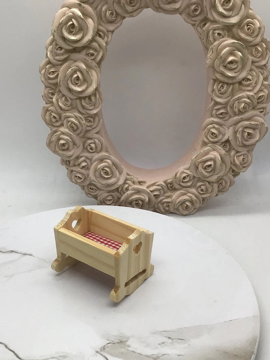 Miniature Unfinished Rocking Cradle I Miniature Nursery Furniture I Dollhouse Miniature Nursery Furniture I 1:12 Scale Cradle