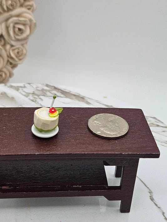 Miniature Tropical Drink I Dollhouse Vacation Vibes I Miniature Coconut Cocktail I Dollhouse Cocktails I 1:12 Scale