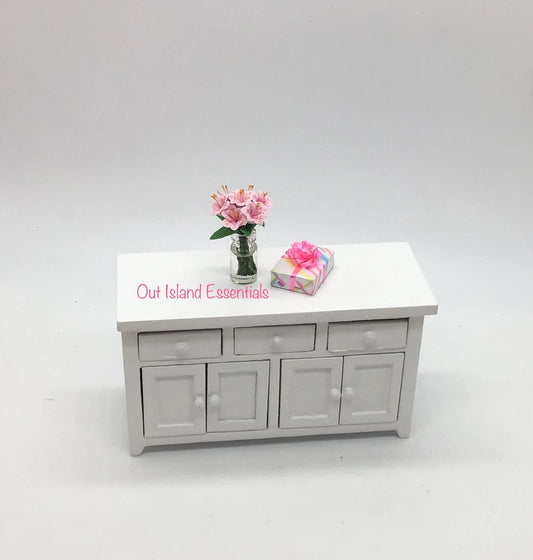 Miniature Kitchen Counter With Drawers I Dollhouse Miniature White Kitchen Extra Counter Furniture I Miniature 1:12 Scale Kitchen