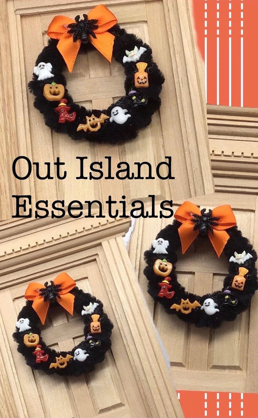Artsian Handmade | 1 Pc. Dollhouse Miniature Black Wreath I Miniature Doll Wreath I Miniature Halloween Decor I 1:12 Scale Doll Fall