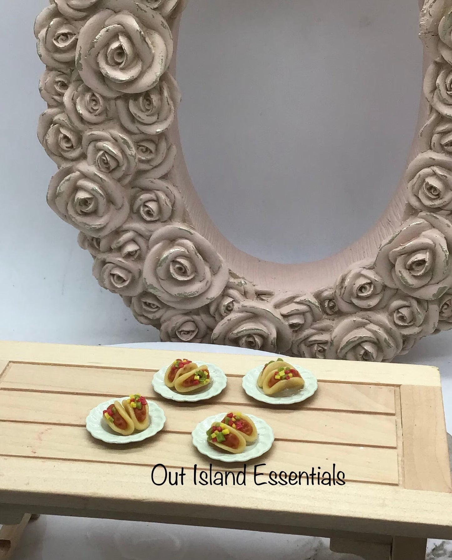 2Pc Miniature Taco Dish, Miniature Tacos 1:12 Scale