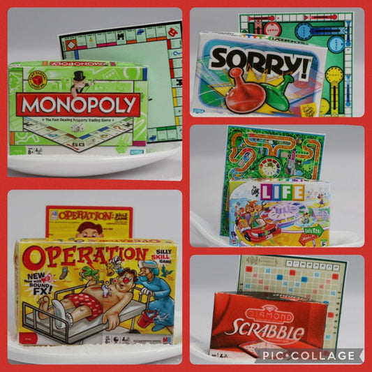 Miniature Family Game Night I Miniature Table Games I Dollhouse Miniature Summer Games I Dollhouse 1:12 Scale Games I BOXES ONLY
