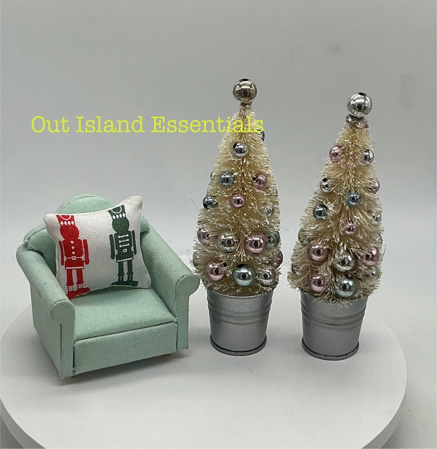 Miniature Bottle Brush Christmas Trees I Frosted Sisal Mini Trees I Fairy Garden Christmas Trees I Snowy Sisal Christmas Trees