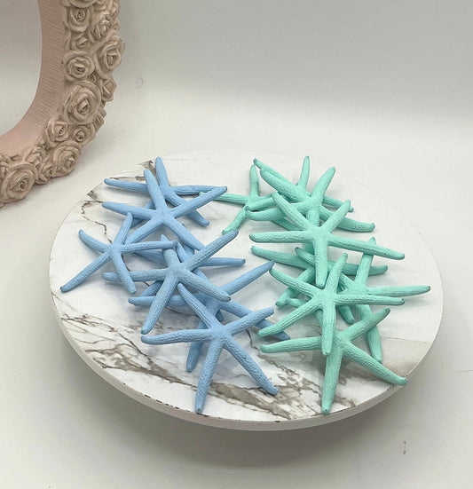 4PC Finger Starfish I 3”- 4” Colored Starfish I Starfish Decoration I Coastal Decorations I Coastal Colored Painted Starfish