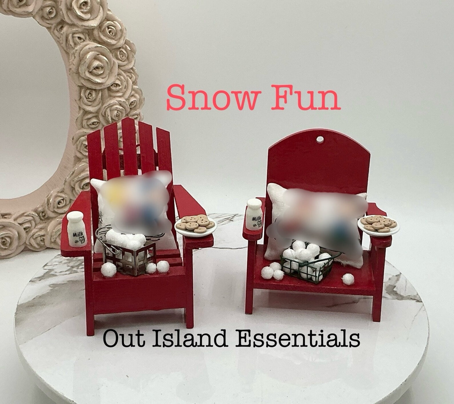OOAK Handmade The Gang Adirondack Ornament | Christmas Snowball Ornament | Adirondack Chair Christmas Ornament
