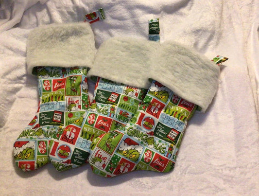 Grinch Themed Handmade Christmas Socking I Themed Christmas Stockings