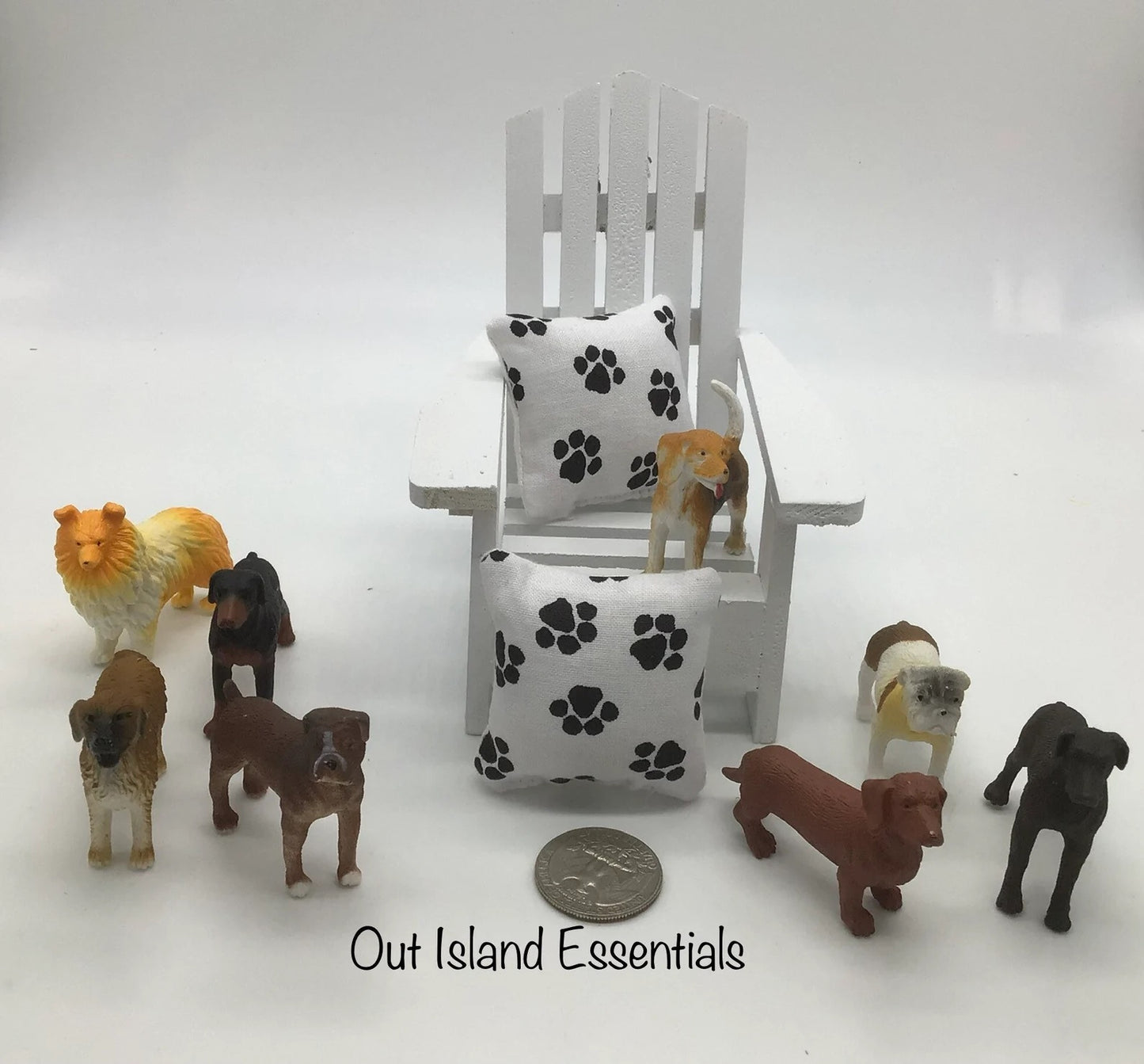 Artisan Made Dollhouse Miniature Pillow | Pet Lover Doll Pillows | Miniature Dog Pillows | Miniature Paw Pillows | Miniature 1:12 Scale