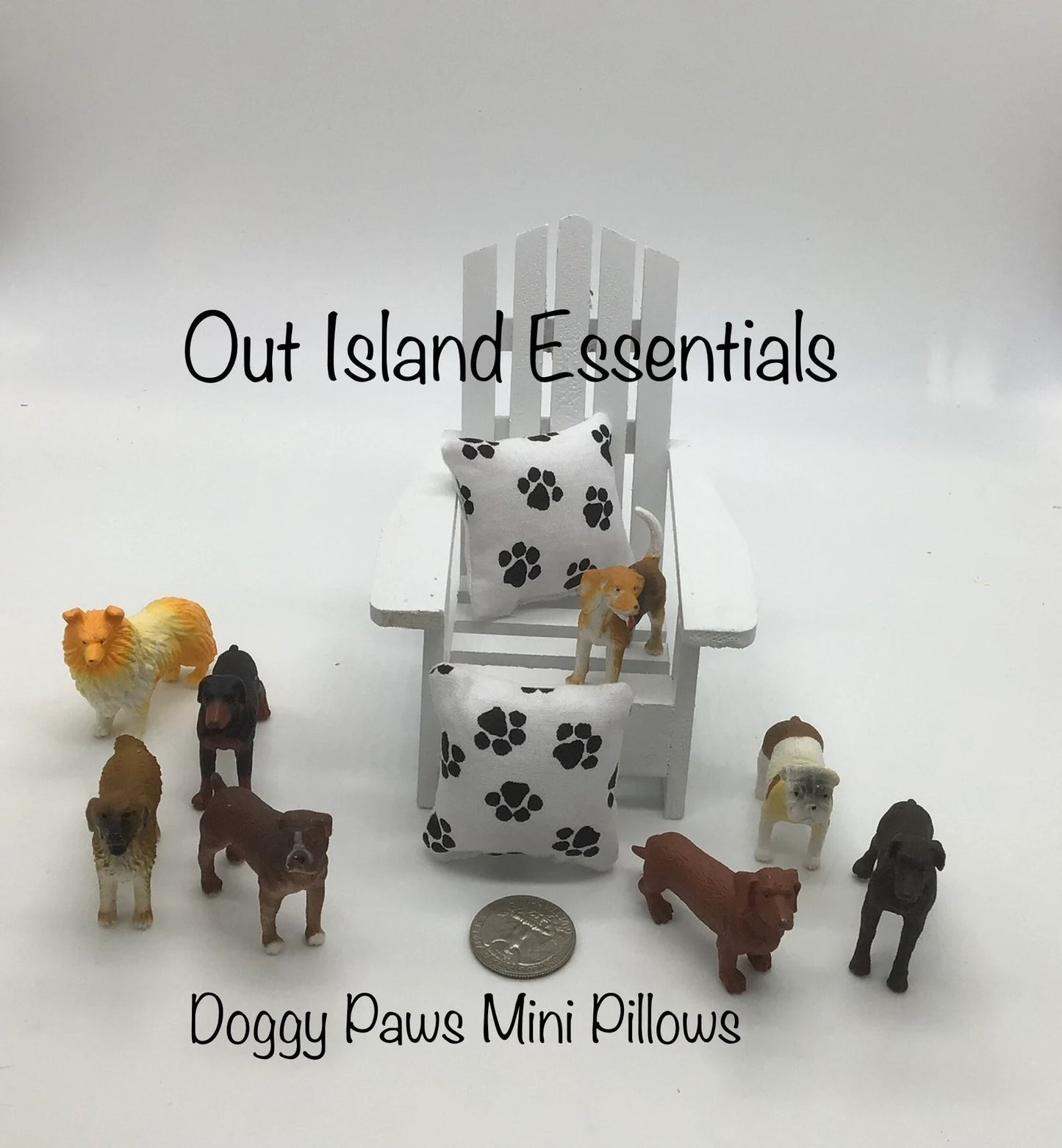 Artisan Made Dollhouse Miniature Pillow | Pet Lover Doll Pillows | Miniature Dog Pillows | Miniature Paw Pillows | Miniature 1:12 Scale