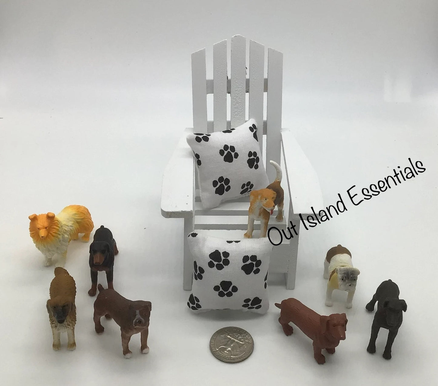 Artisan Made Dollhouse Miniature Pillow | Pet Lover Doll Pillows | Miniature Dog Pillows | Miniature Paw Pillows | Miniature 1:12 Scale