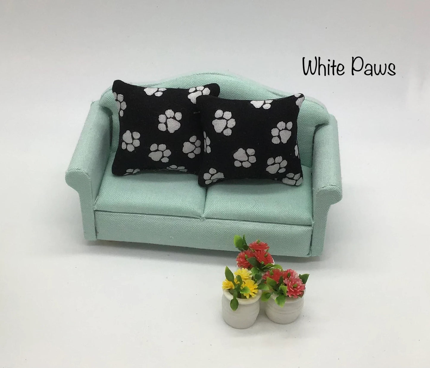 Artisan Made Dollhouse Miniature Pillow | Pet Lover Doll Pillows | Miniature Dog Pillows | Miniature Paw Pillows | Miniature 1:12 Scale