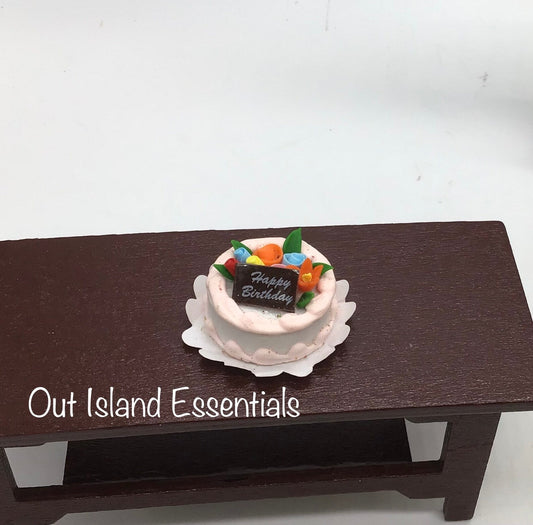 Miniature Birthday Cake I Miniature Doll Cake I Miniature Dollhouse Food I 1:12 Scale Dollhouse Accessories