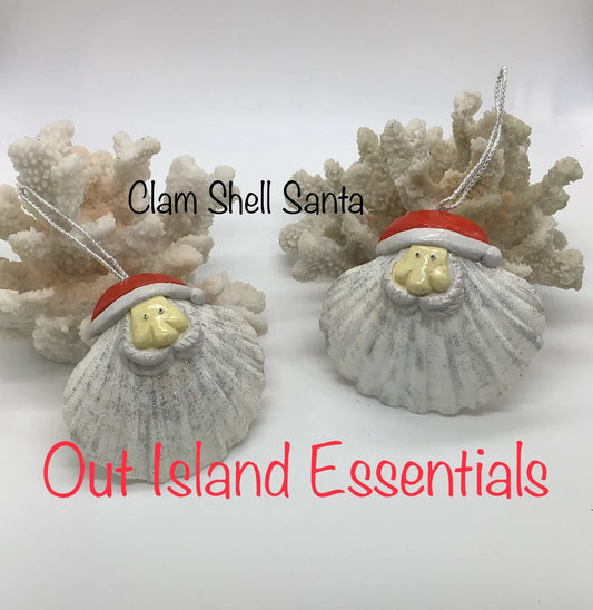 ONE Scallop Shell Santa Ornament | Santa Seashell Ornament | Coastal Christmas | Seashell Christmas Ornament | Beach Santa