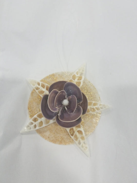 Purple Clam Seashell Snowflake I Seashell Snowflake Ornament I Shell Christmas Ornament