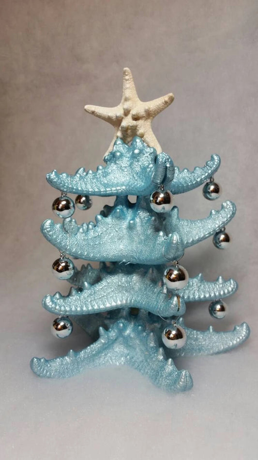 Starfish Christmas Tree Decoration I Mini Ornaments And Starfish Christmas Tree I Starfish Beach Christmas Tree I Table Top Christmas Tree