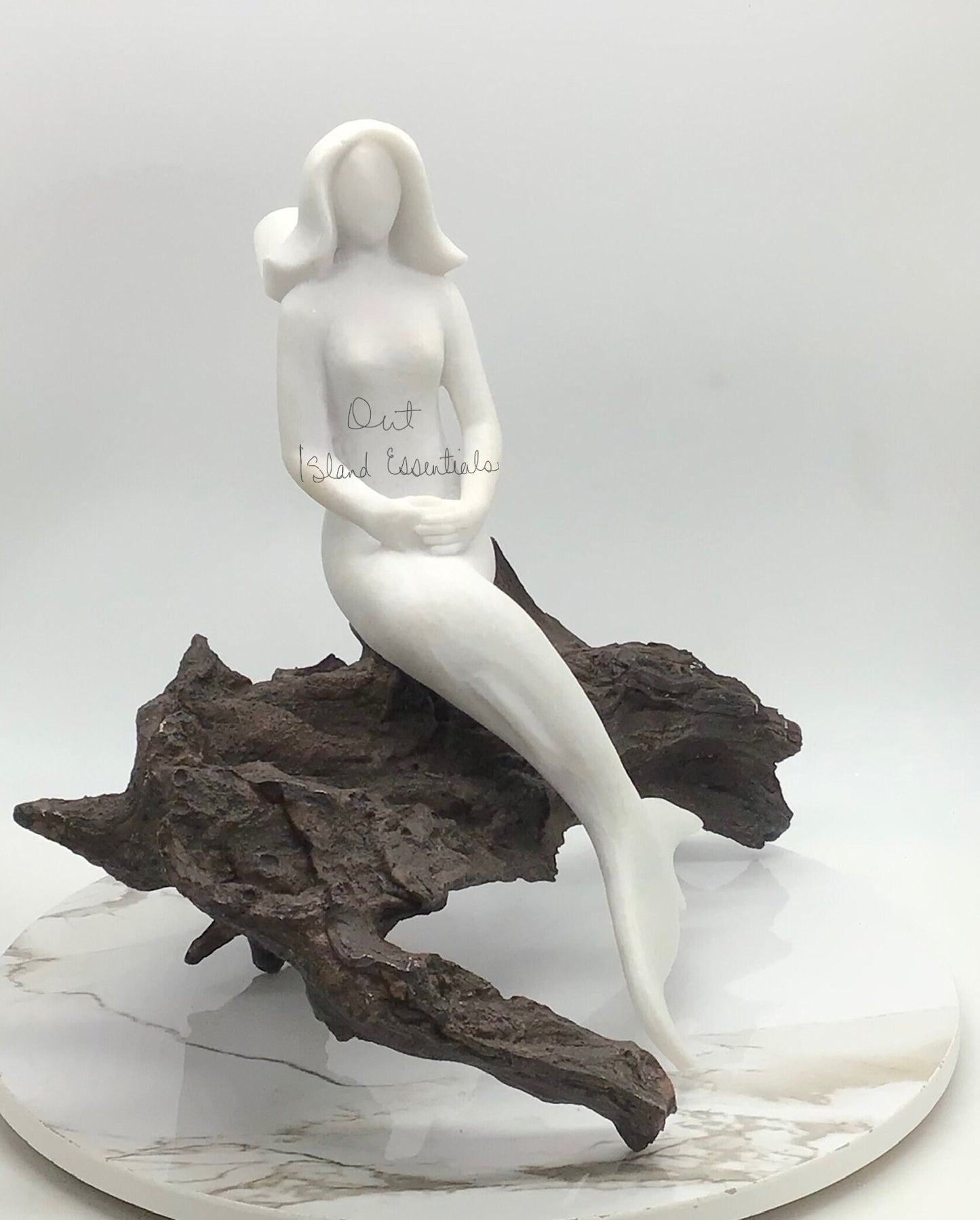 Driftwood Accent Mermaid Statue, Stunning Mermaid On Driftwood, Unique Mermaid On Driftwood