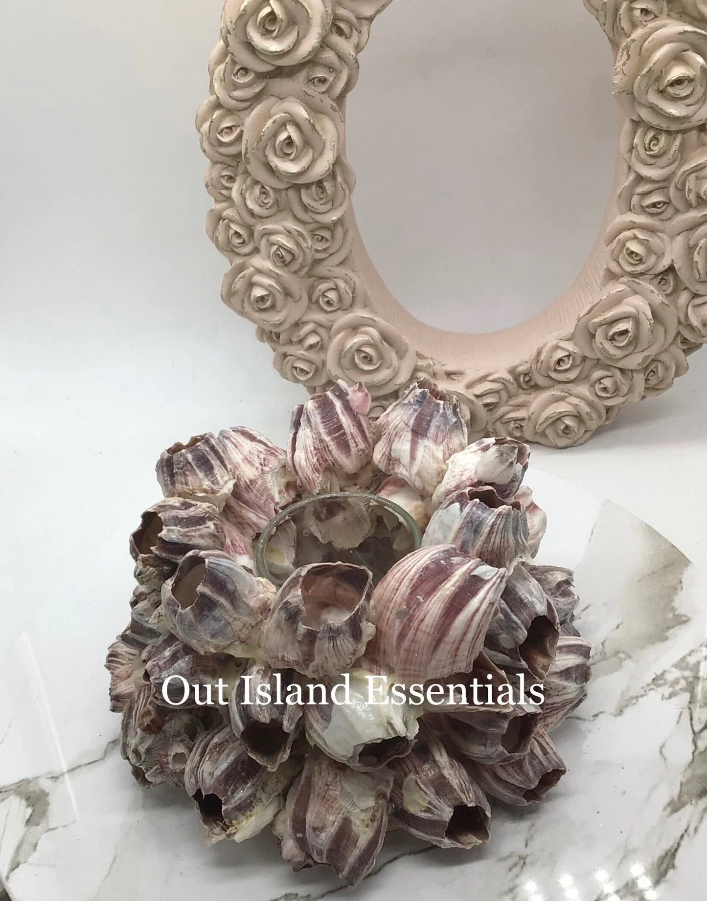 Purple Barnacle Candle Holder, Real Barnacle Votive Holder