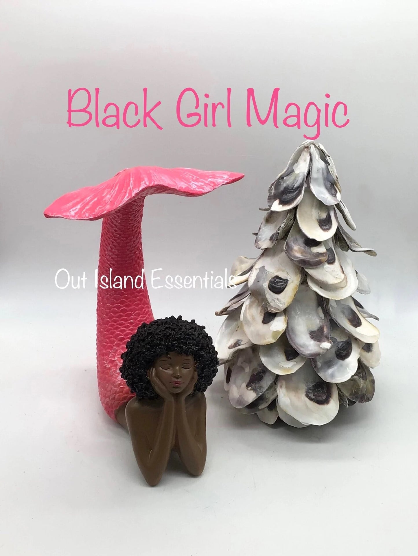 Brown Tail Up Mermaid Statue, Brown, Brown Girl, Melanin Day Dreaming Mermaid