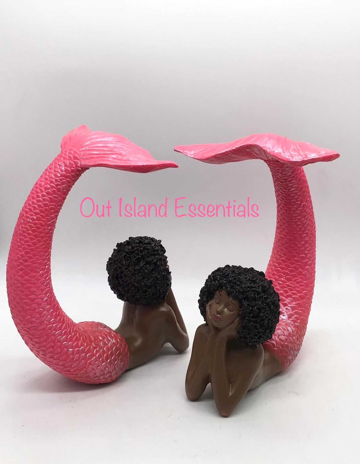 Brown Tail Up Mermaid Statue, Brown, Brown Girl, Melanin Day Dreaming Mermaid